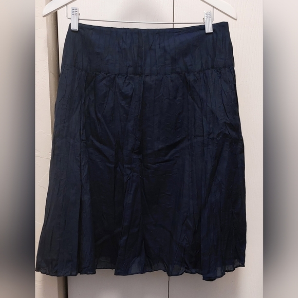 INC International Concepts Navy Pleated Skirt Size 16 Cotton Office Preppy - Picture 7 of 7